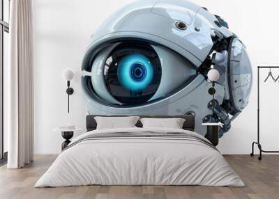 A robot eye with a blue iris, science fiction, isolate on white background. Wall mural