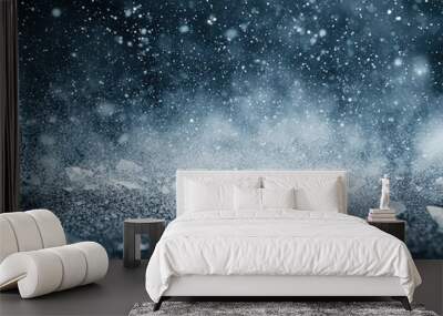 Abstract winter background with falling snow and ice Wall mural