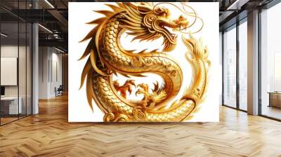 chinese new year gold dragon celebration,zodiac 3d illustration of a gold dragon celebrating chinese Wall mural