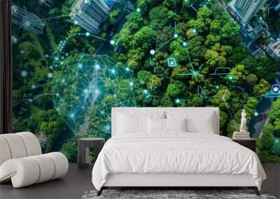 Environmental monitoring technology is playing a crucial role in tracking climate change, pollution, and natural disasters, helping to inform and implement mitigation strategies. Wall mural