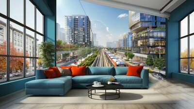 How transit-oriented development is reshaping urban landscapes in real estate. Wall mural