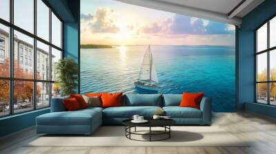 Set sail on a daring sea voyage, navigating through unpredictable waters and discovering hidden islands. The journey promises excitement, challenge, and unforgettable memories on the open ocean. Wall mural