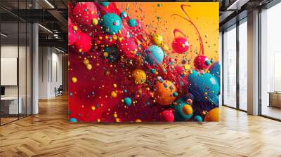 Dynamic Splash of Colorful Liquids in High-Speed Motion Wall mural