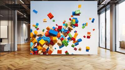 Scattered Lego Pieces with Dynamic Shadows Wall mural