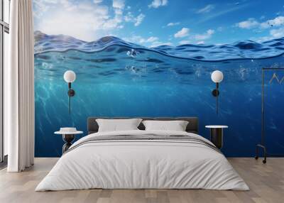 Vivid Underwater View of Ocean Waves with Sunlight Wall mural