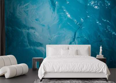 transparent blue pool flowing rippling water surface  texture with splashes and waves, swimming, pool, summer time Wall mural