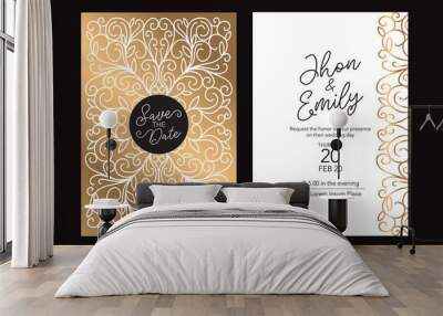 Vector luxury wedding invitation with mandala Wall mural