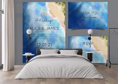 wedding cards, invitation. sea style design. Romantic beach wedding summer background Wall mural