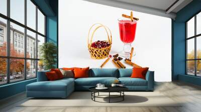 Hot winter drink with cranberries. Wall mural