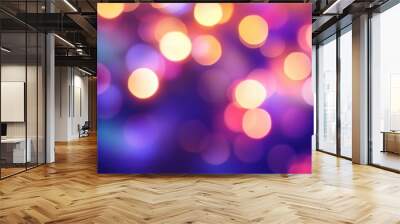 Defocused colorful bokeh lights in festive atmosphere. banner. copy space Wall mural