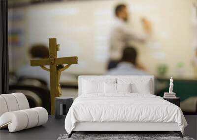 teacher in front of class during Catholic school classroom Wall mural