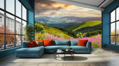 wild flowers on the mountain top Wall mural