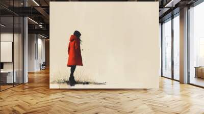 Alone or lonely person concept, AI illustration Wall mural