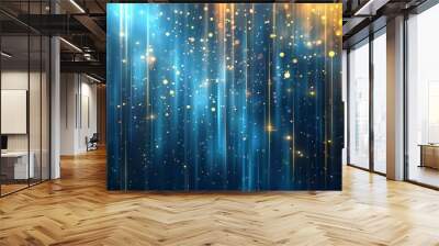 Abstract technology futuristic blue background with shiny gold lighting effect sparkle Wall mural