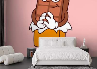 cartoon chocolate cute character, chocolate icon vector, chocolate mascot Wall mural