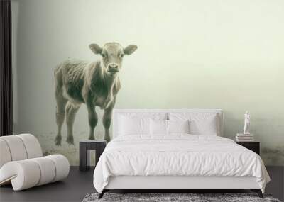 A Calf Standing in a Field of Grass Wall mural