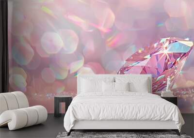 A pink diamond, The diamonds sparkle with iridescent reflections, creating an enchanting atmosphere. Wall mural