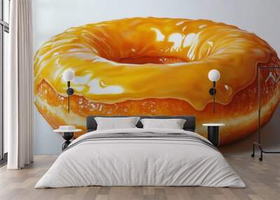 A Single Glazed Donut with Orange Icing Wall mural