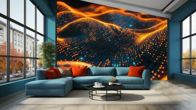 Abstract Orange and Blue Grid with Bokeh Lights Wall mural