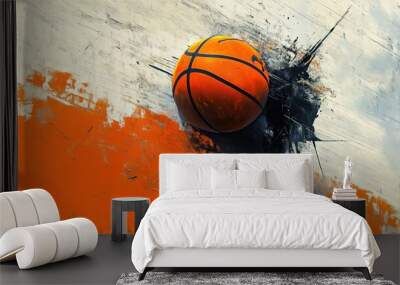 Basketball on an Abstract Painted Surface Wall mural