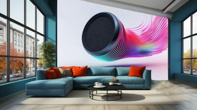 Black Speaker with Abstract Rainbow Stream Wall mural