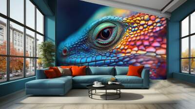 Close-up of a Lizard's Eye and Scaly Skin Wall mural