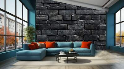 Dark Stone Wall Texture with Irregular Brick Pattern Wall mural