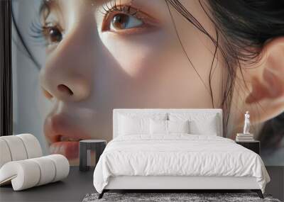 Portrait of beauty asian woman with perfect healthy glow skin facial. Beauty spa and Skin care concept. Wall mural