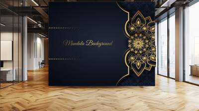 Black luxury background  with mandala ornament Wall mural