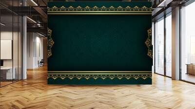 dark green background  with gold mandala ornament Wall mural