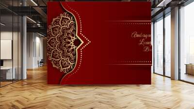 red and gold, mandala background Wall mural