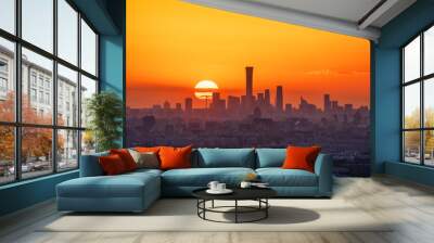 Beautiful sunrise of Beijing City Wall mural