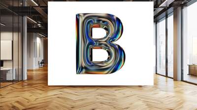 3D Chrome Letter B Text Effect. Uppercase Letter. Wall mural