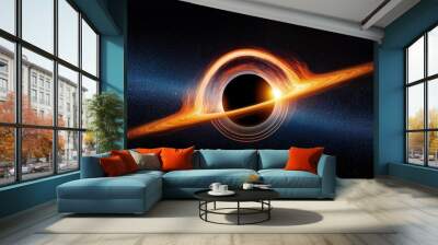 A massive black hole at the center of the cosmic void. its core a deep impenetrable black. Wall mural