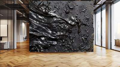 Black Liquid splash texture background, Black liquid melted abstract background. Wall mural