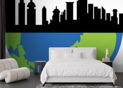 City on earth Wall mural