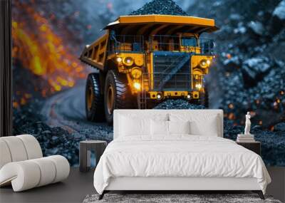 Coal Mining Activity. Large Transport Vehicle in Coal Mining Activity. Wall mural