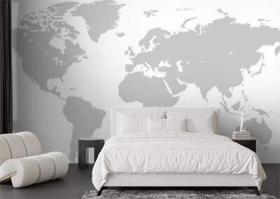 Gray World Map Vector. Detailed illustration of world map. Wall mural