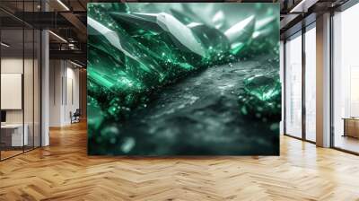 Green crystal mine abstract background. Wall mural