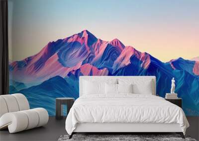 Majestic Mountains Landscape and Mist-Covered Peaks, Spring Wonderland: Breathtaking Views of Mist-Covered Peaks. Wall mural