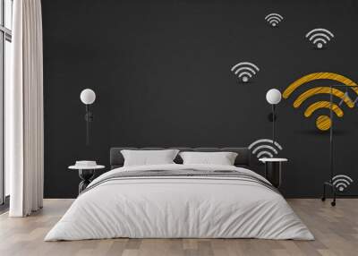 Free wifi concept, wifi icon symbol on a blackboard Wall mural