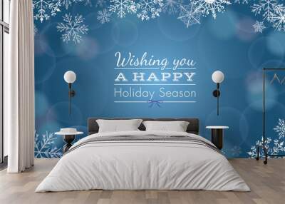 Holiday greeting with snowflake background (vector) Wall mural