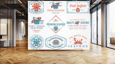 Seafood labels and badges vol. 1 colored Wall mural