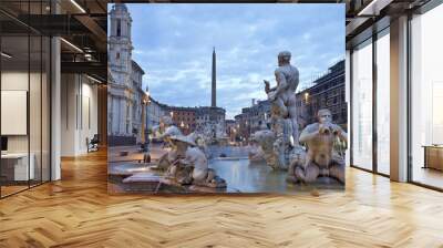 Sunrise and view of Piazza Navona in Rome, Italy Wall mural