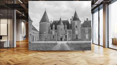 magnificent old chateau in black and white Wall mural