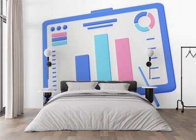 3d illustration icon of blue statistic chart presentation Wall mural