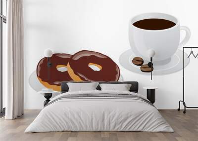 vector coffee donut Wall mural