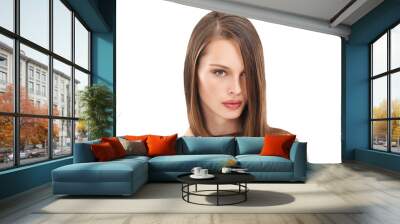 A beautiful woman undergone a salon treatment to improve the growth, wellness, and texture of her hair isolated on a PNG background. Wall mural