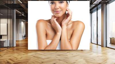 A beautiful young woman wearing a headband isolated on a PNG background. Wall mural