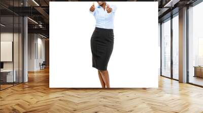 A businesswoman showing thumbs up isolated on a PNG background. Wall mural